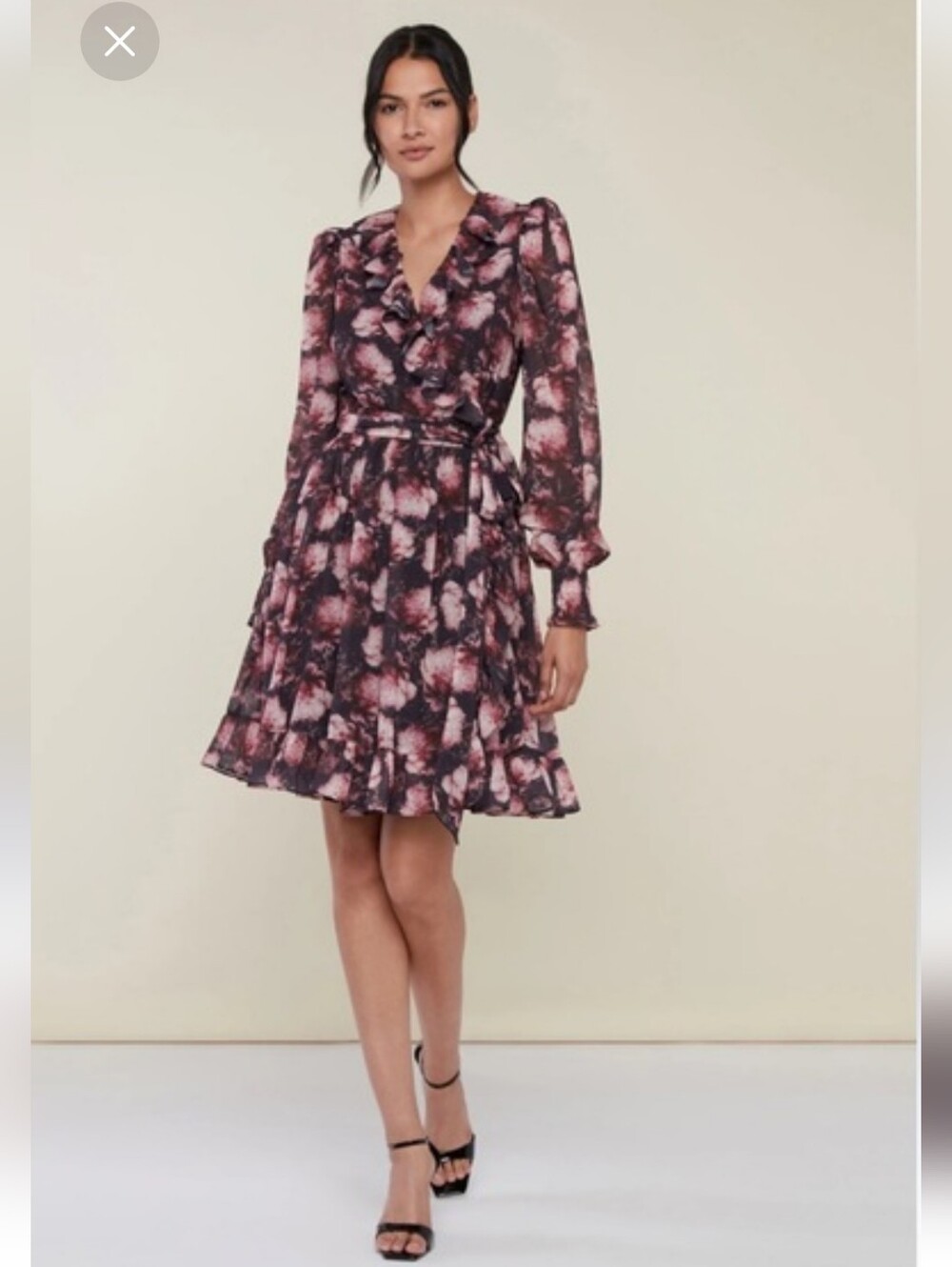 Rachel Parcell Printed Chiffon Wrap Mini Dress